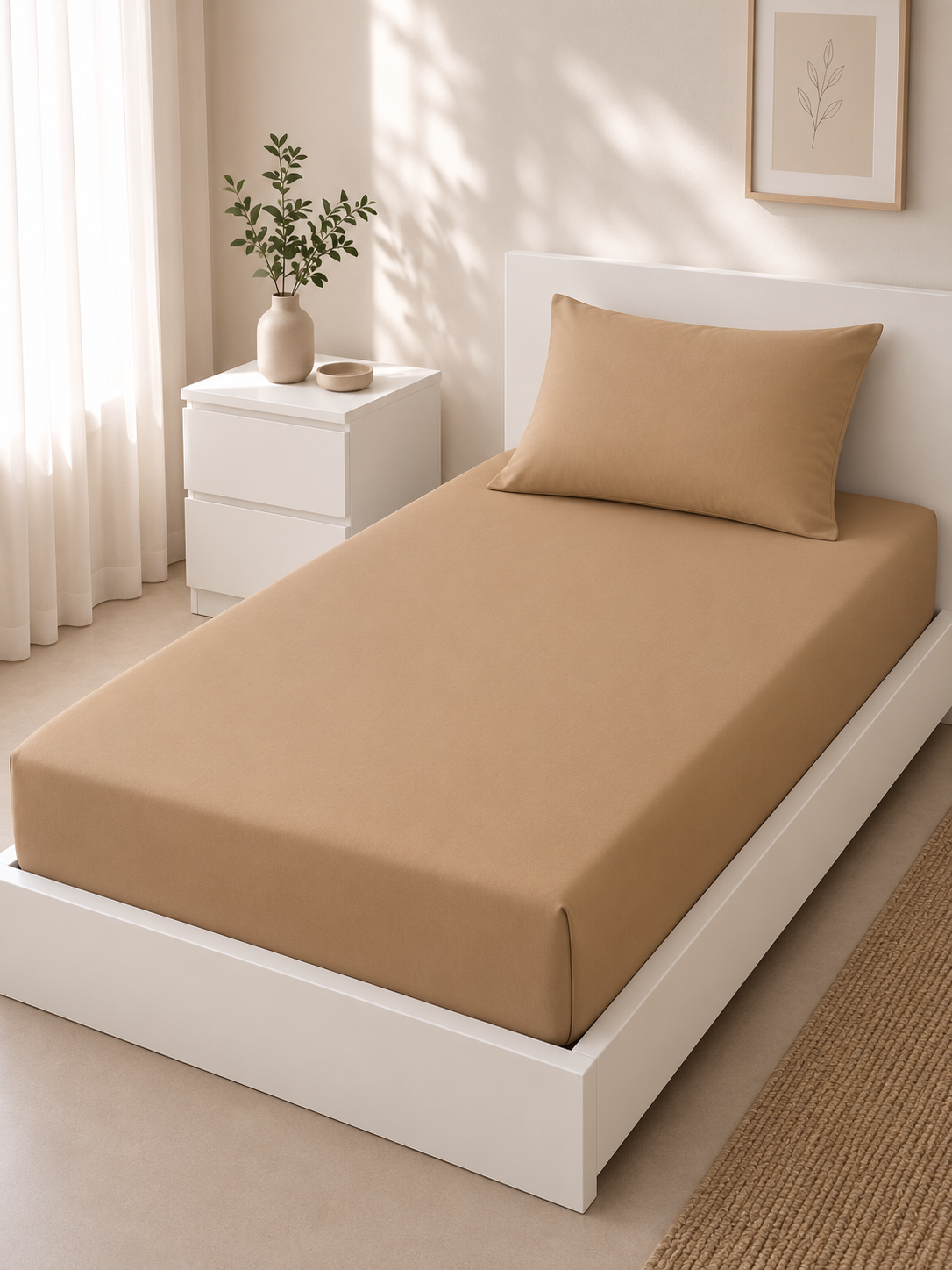 ملحفه یکنفره کشدار با روبالشتی سایز 90×200